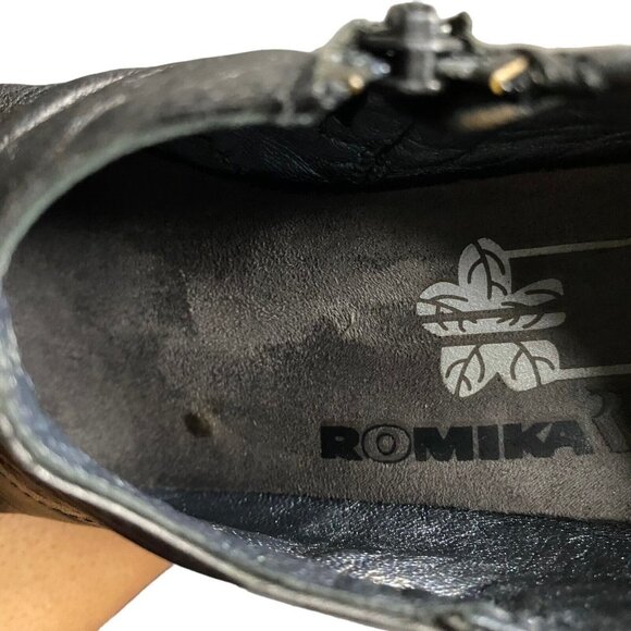 Romika Women's Black Leather Antique Victorian Steampunk Ankle Boots - Picture 9 of 9